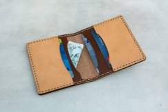 Ručně šitá kožená peněženka na karty a hotovost V2