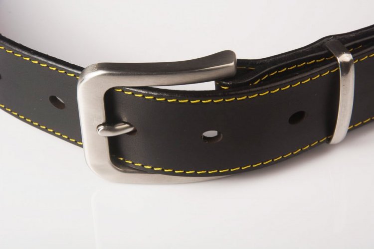 Pánský kožený opasek - prošívaný - Šířka opasku: 35 mm ( oblekové kalhoty), Spona: 4-kartáčovaná 35 mm