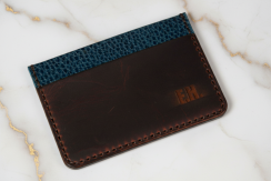 Kožená ručně šitá horizontální peněženka na karty + papírovou hotovost