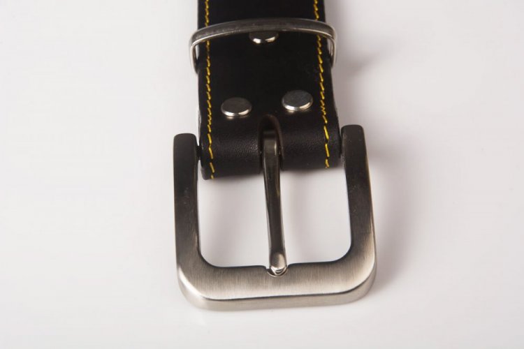 Pánský kožený opasek - prošívaný - Šířka opasku: 40 mm ( neformální kalhoty), Spona: 1 - leštěná 40mm