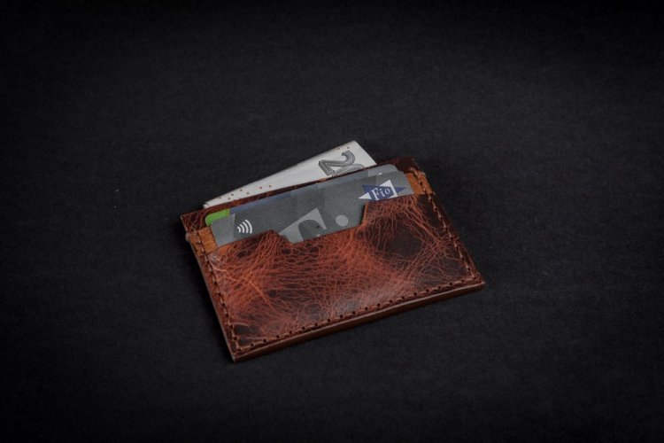 Párty kožená ručně šitá peněženka na karty a papírovou hotovost