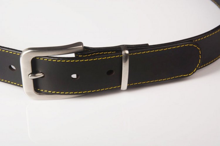 Pánský kožený opasek - prošívaný - Šířka opasku: 35 mm ( oblekové kalhoty), Spona: 3 - leštěná 35 mm