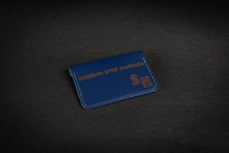 Kožený ručně šitý vizitkovník/peněženka na drobné SEBASTIAN