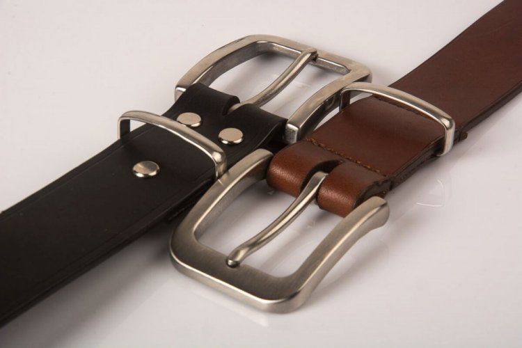 Pánský kožený opasek - CLASSIC ručně šitý - Šířka opasku: 40 mm ( neformální kalhoty), Spona: 1 - leštěná 40mm